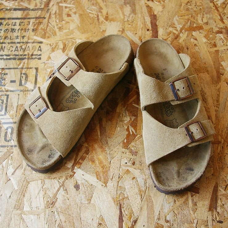 【BIRKENSTOCK Birki's】ベージュスウェードレザーARIZONAタイプビルケンレディースサンダルsize24.5cm(38)