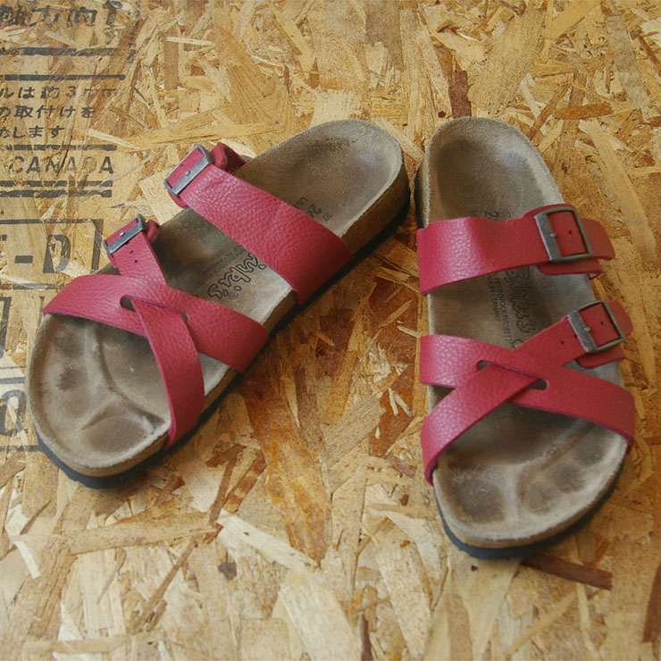 【BIRKENSTOCK Birki'sビルキー】レッド(赤)レディースサンダルsize24.0cm(37)