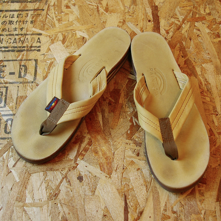 【RAINBOW SANDALS】ベージュ×ブラウンダブルミッドソールレインボーサンダル|レディースL(24.5～25.5cm)