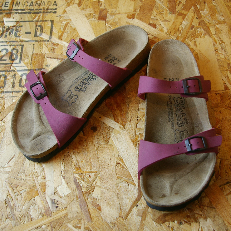 【BIRKENSTOCK Birki's】パープルスウェードレザースコーピオスタイプビルケンレディースサンダルsize24.0cm