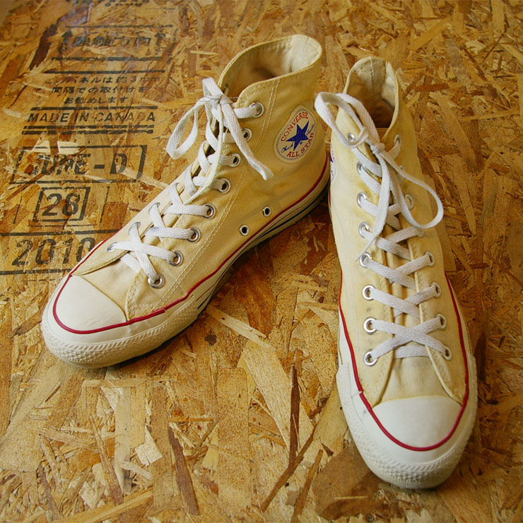 【CONVERSE】ビンテージALL STARオールスター90'sUSA製オフホワイト(生成り)ハイカットスニーカーサイズ25.5cm相当USメンズ7.5