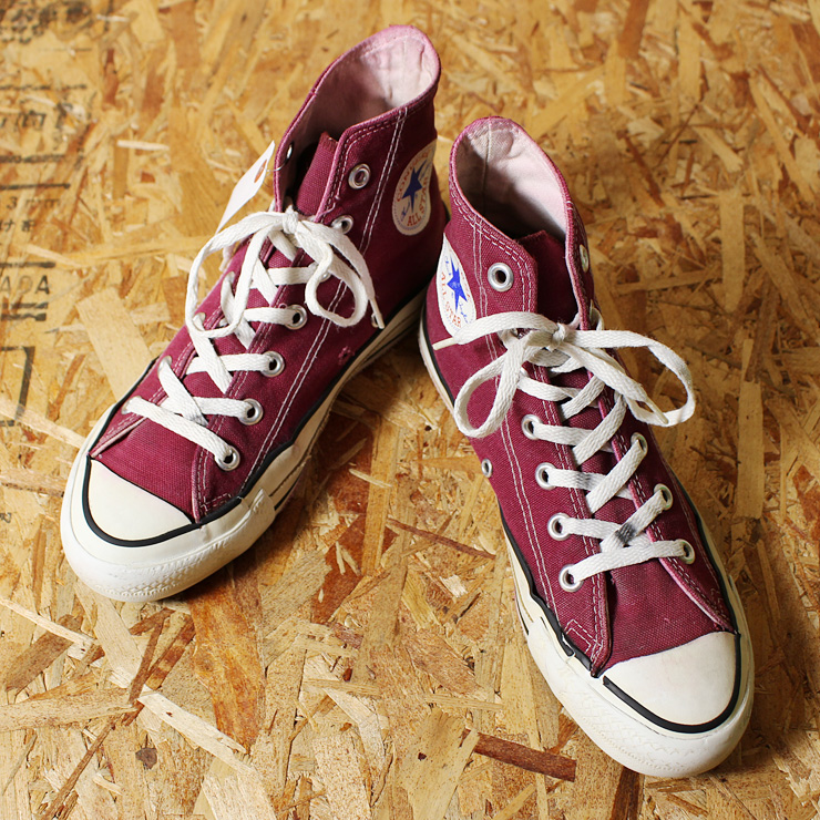 【CONVERSE】USA製ビンテージ80s後期ALL STARオールスターエンジ(レッド)ハイカットスニーカー|US5.5|23.5cm相当|sh-sn-77