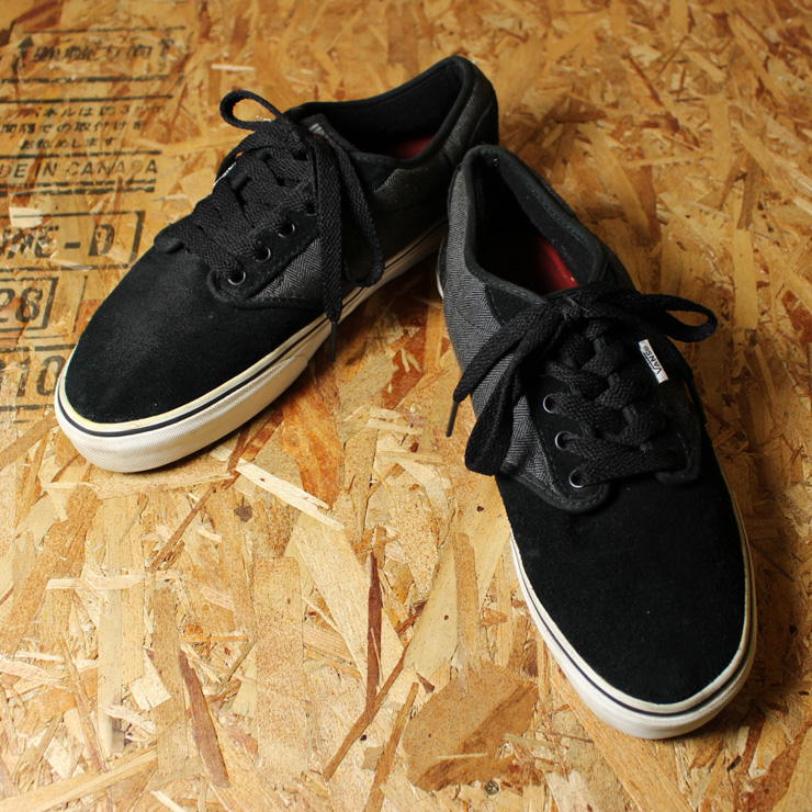 Vans Atwood Leather バンズ 古着 グレー ブラック アトウッド キャンバス スウェード スニーカー メンズ US10.5 28.5cm