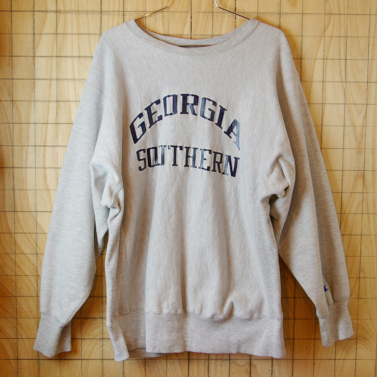 【Champion】USA製80s古着霜降り杢グレー(灰)GEORGIA-SOUTHERNリバースウィーブカレッジスウェット・トレーナーXLARGE