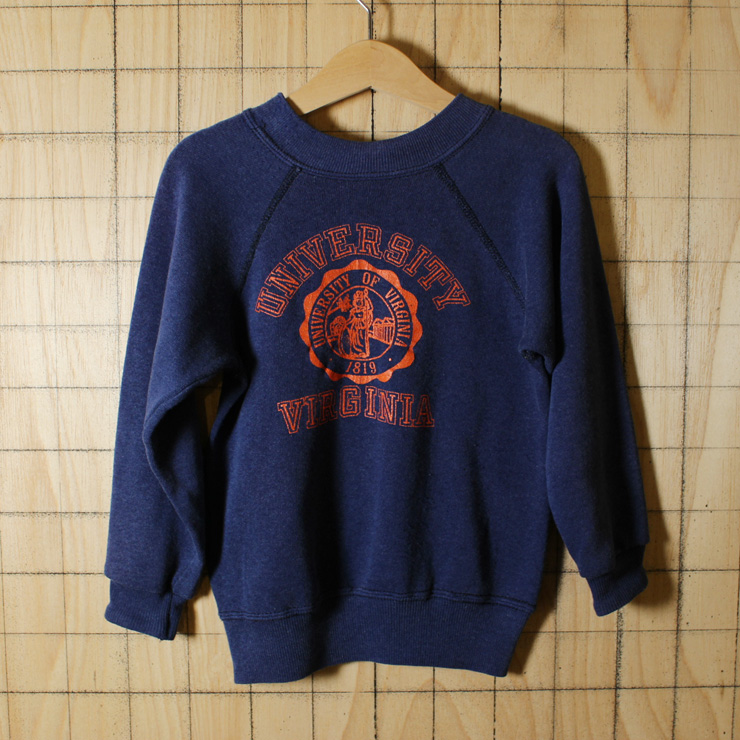 champion/80sビンテージ古着ネイビーUNIVERSITY VIRGINIAキッズカレッジスウェット/キッズ120cm相当