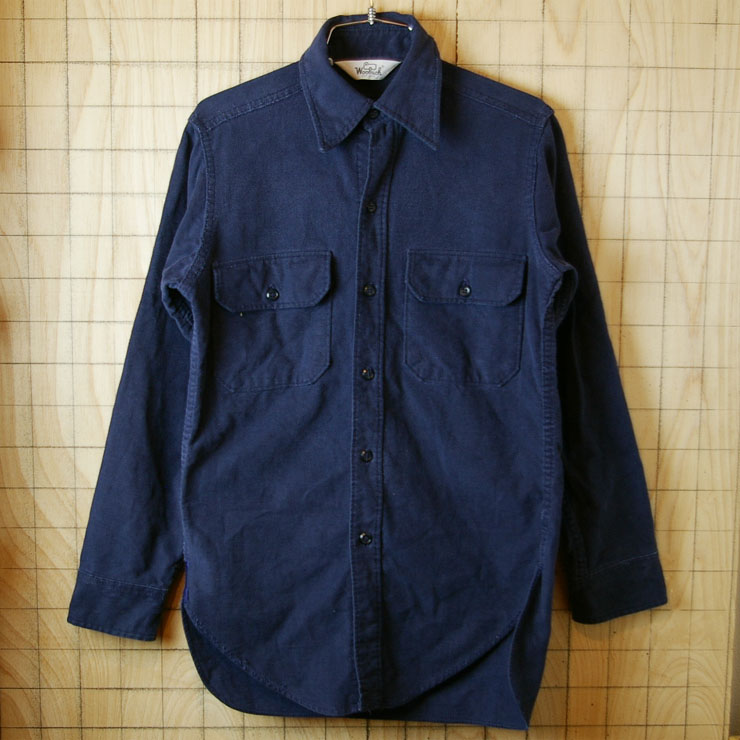 【Woolrich】ウールリッチ古着ネイビー(紺)コットン100%シャツ|サイズS|sy-l-151