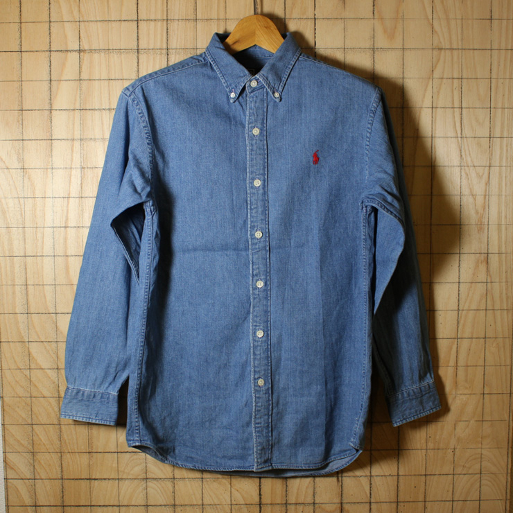 Polo by Ralph Lauren/古着ボタンダウンデニムシャツ/サイズ160/メンズSサイズ相当