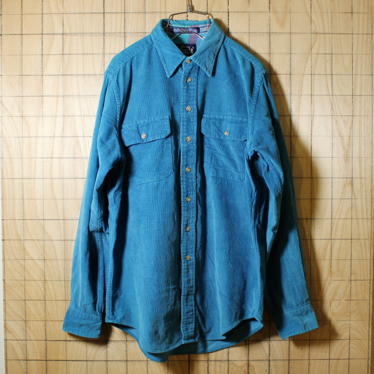 Woolrichウールリッチ 80s古着 ブルーコーデュロイシャツ メンズm 古着屋ataco Garage