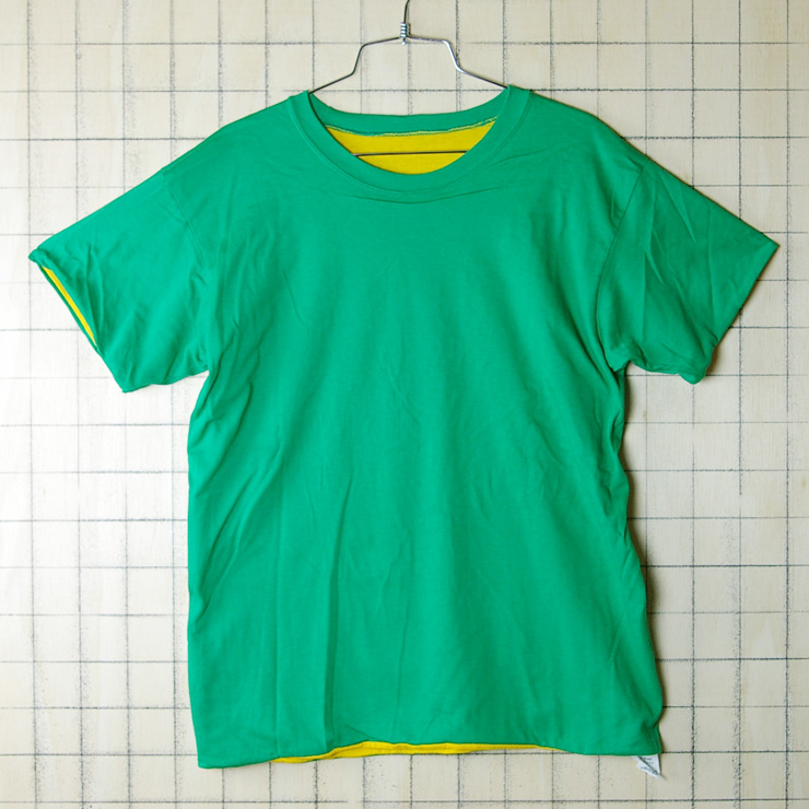 古着USA製リバーシブル グリーン(緑)/イエロー(黄)Tシャツ【Merry Garden Athletic Wear】