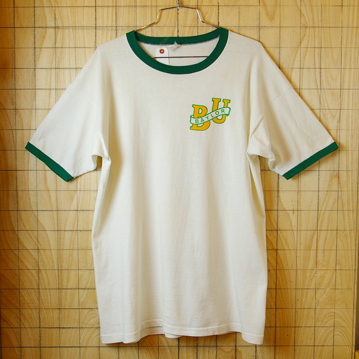 【Champion】プロダクツタグUSA製古着60sビンテージBAYLORカレッジプリントリンガーTシャツ【チャンピオン】