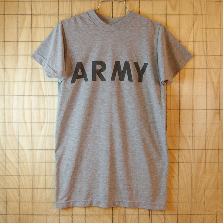 【ARMY】2004年製古着USA製グレー(灰)ミリタリーTシャツ|メンズXS