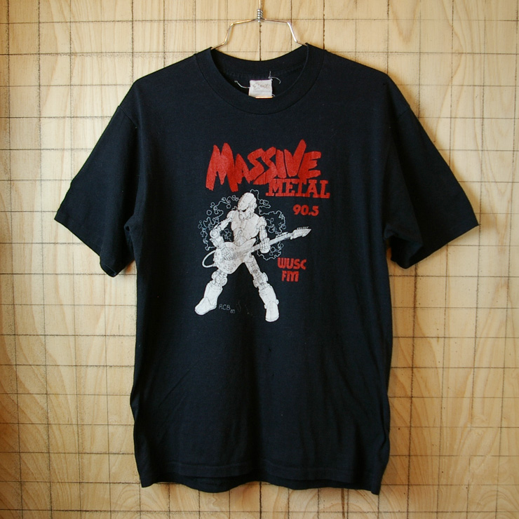 【Ebert】USA製古着ブラックMASSIVE-METALプリント半袖Tシャツ|サイズメンズL