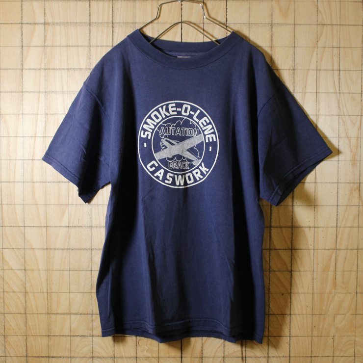 USA製古着/SMOKE-O-LENE-CASWORKプリントTシャツ/メンズLサイズ相当