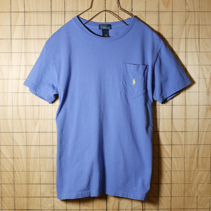 POLO by Ralph Lauren/古着/ブルー/コットン100%ポケットTシャツ/メンズS相当