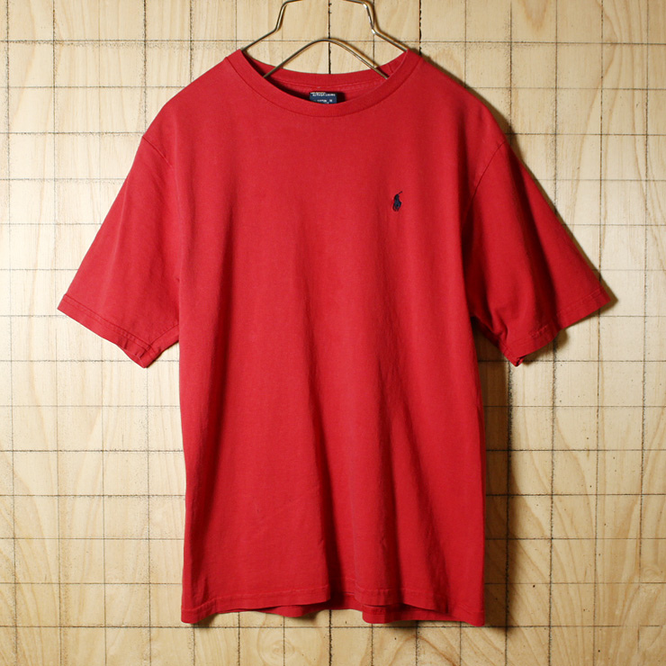 POLO by Ralph Lauren/古着/レッド/コットン100%ワンポイントTシャツ/レディースM/メンズS相当