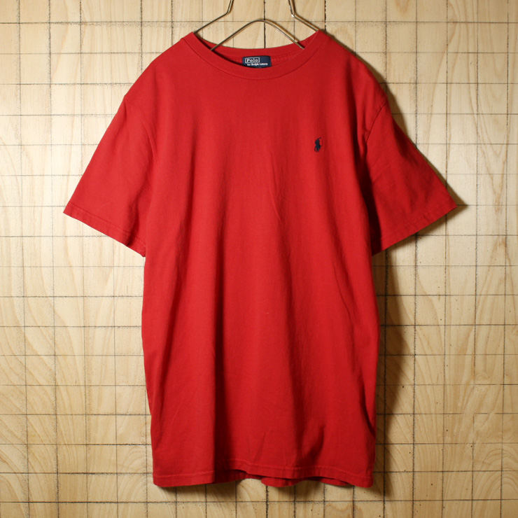 POLO by Ralph Lauren/古着/レッド/コットン100%ワンポイントTシャツ/メンズML相当