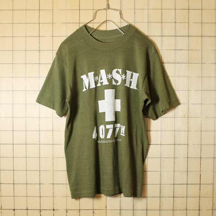 古着 カーキ 両面プリント Tシャツ 半袖 マッシュ M*A*S*H 20th CENTURY FOX メンズXS相当 レディースM相当 アメリカ古着