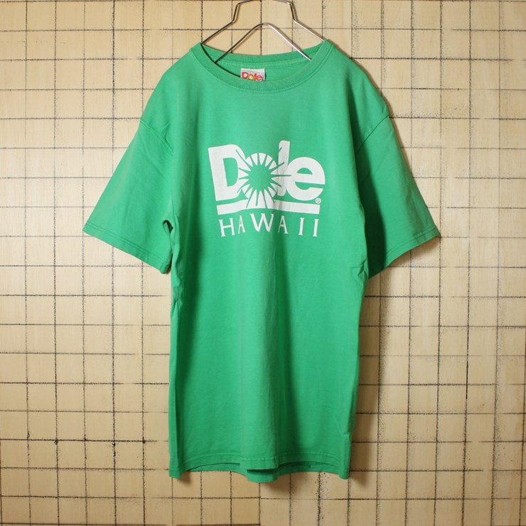 古着 グリーン プリント Tシャツ 半袖 ドール DOLE HAWAII メンズM アメリカ古着