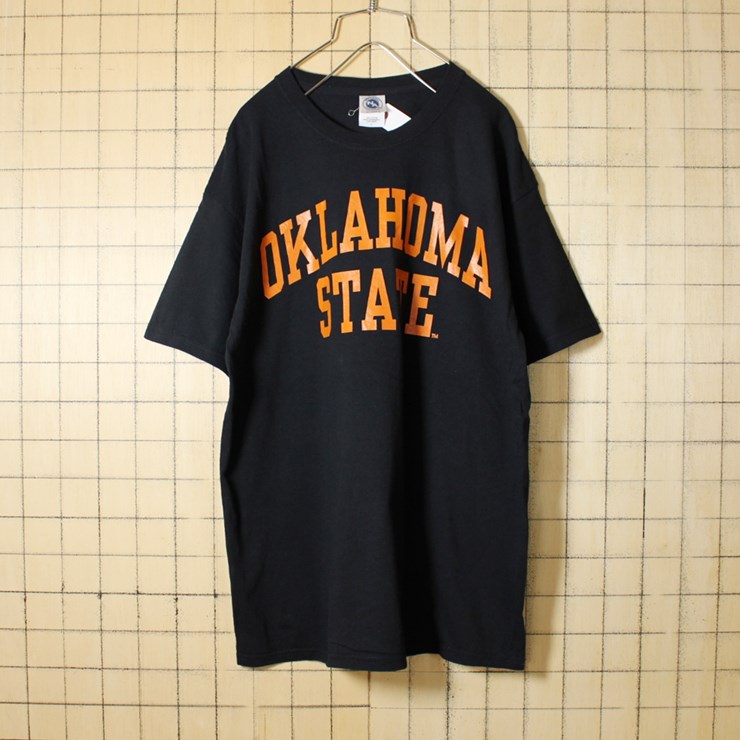 古着 ブラック プリント Tシャツ 半袖 OKLAHOMA STATE メンズL PERRIN アメリカ古着