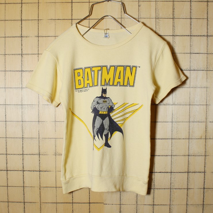 西ドイツ製 80s古着 BATMAN バットマン イエロー プリント キッズ Tシャツ 半袖 キッズ140 子供服 アメコミ ヨーロッパ古着