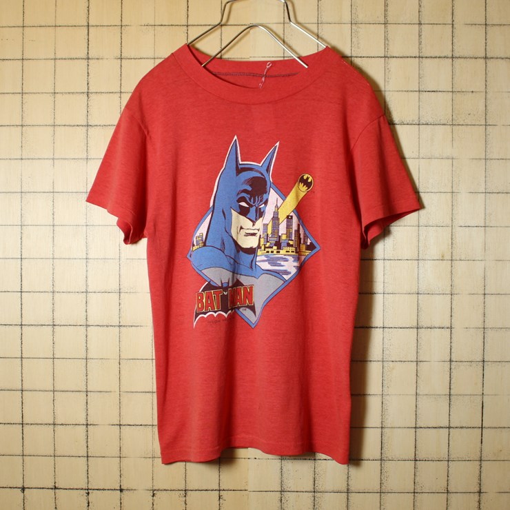 USA製 80s古着 BATMAN バットマン レッド プリント キッズ Tシャツ 半袖 キッズ150相当 子供服 アメリカ古着